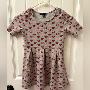 GAP Kids Gray Dress with Red and Pink Lip Print
